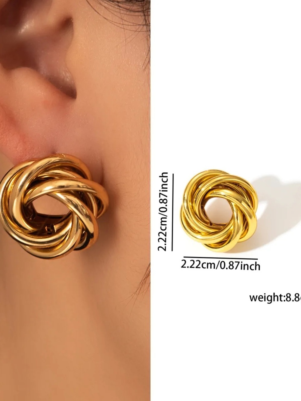 Elegant Gold Interlocking Knot Stud Earrings for Women